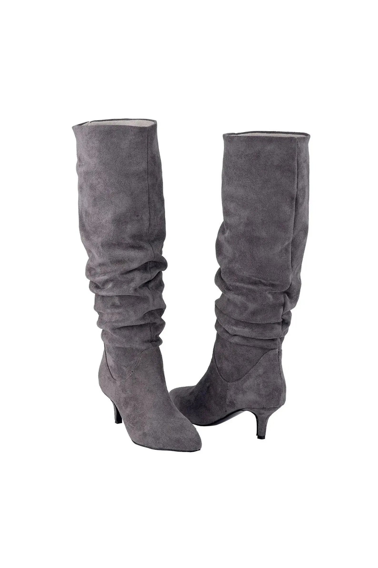 Handmade Suede Women's Boots women's casual shoes, women's shirred boots, high heel shoes