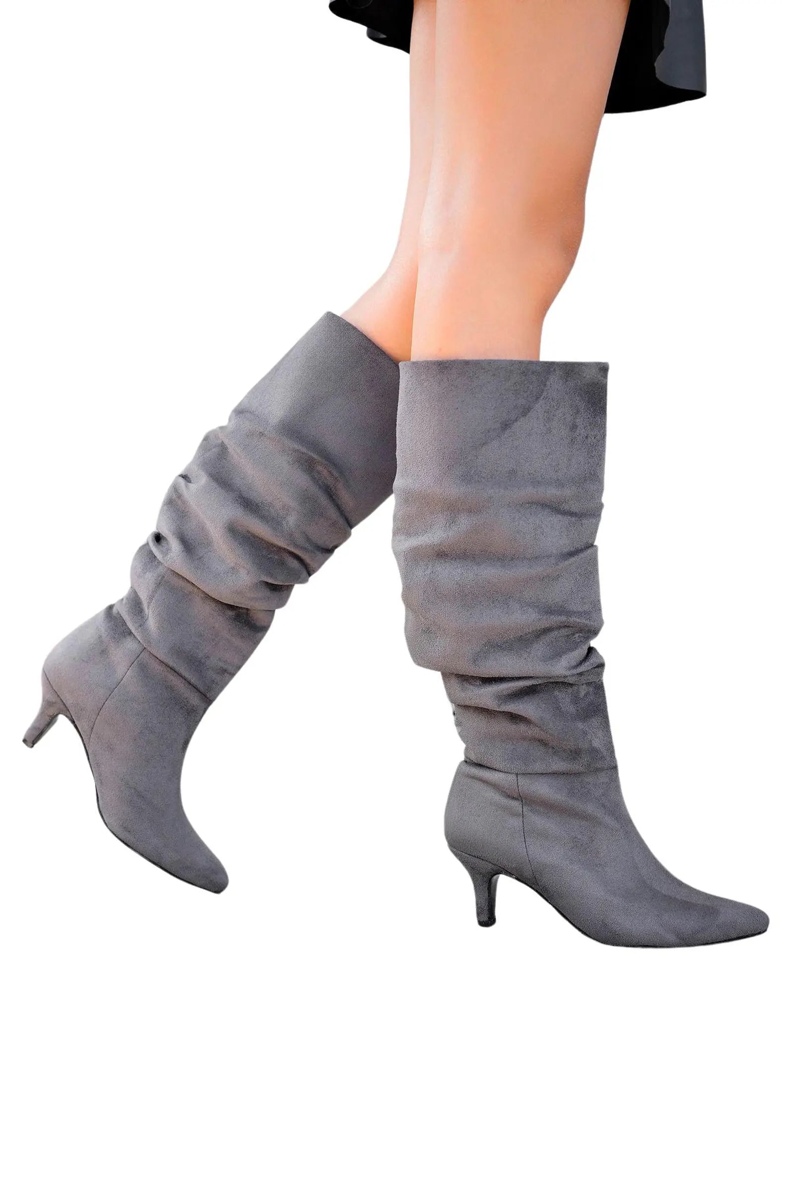 Handmade Suede Women's Boots women's casual shoes, women's shirred boots, high heel shoes